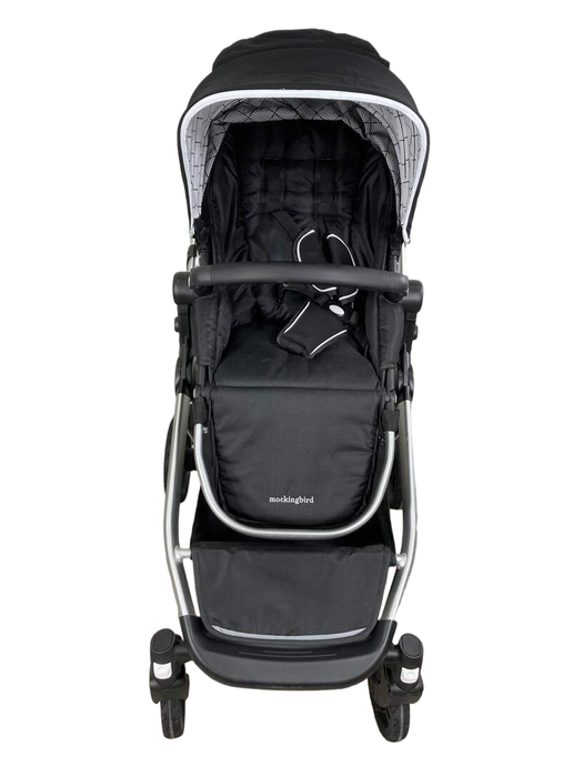 secondhand Mockingbird Single to Double Stroller, 2022, Silver with Black Leather, Windowpane, Black