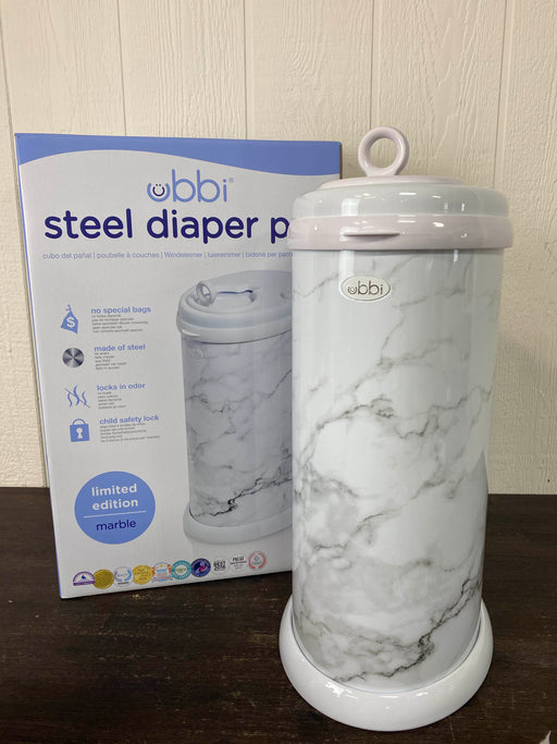 used Ubbi Diaper Pail, Marble 