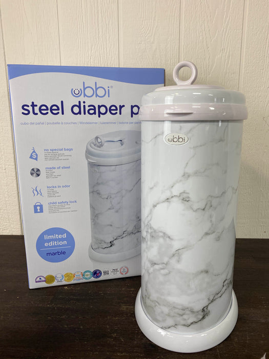 used Ubbi Diaper Pail, Marble 