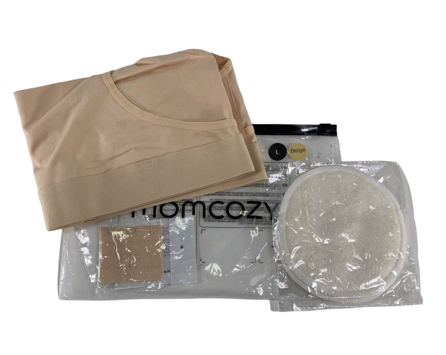 Momcozy Hands-Free Nursing And Pumping Bra, Large, Beige