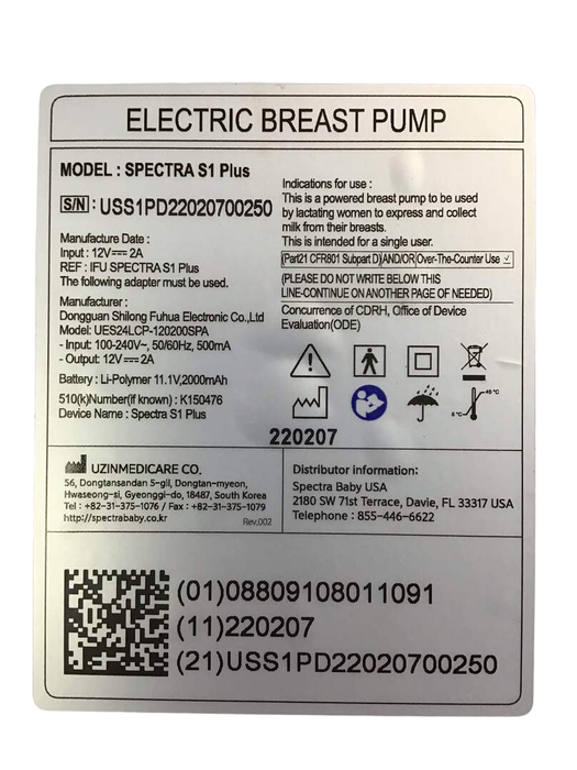 Spectra Baby S1 Plus Premier Rechargeable Breast Pump