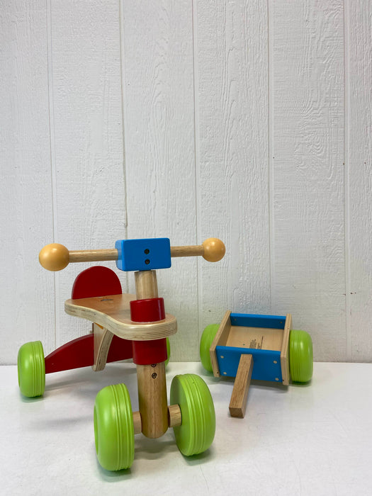 secondhand Early Learning Centre Wooden Push Bike With Wagon Cart