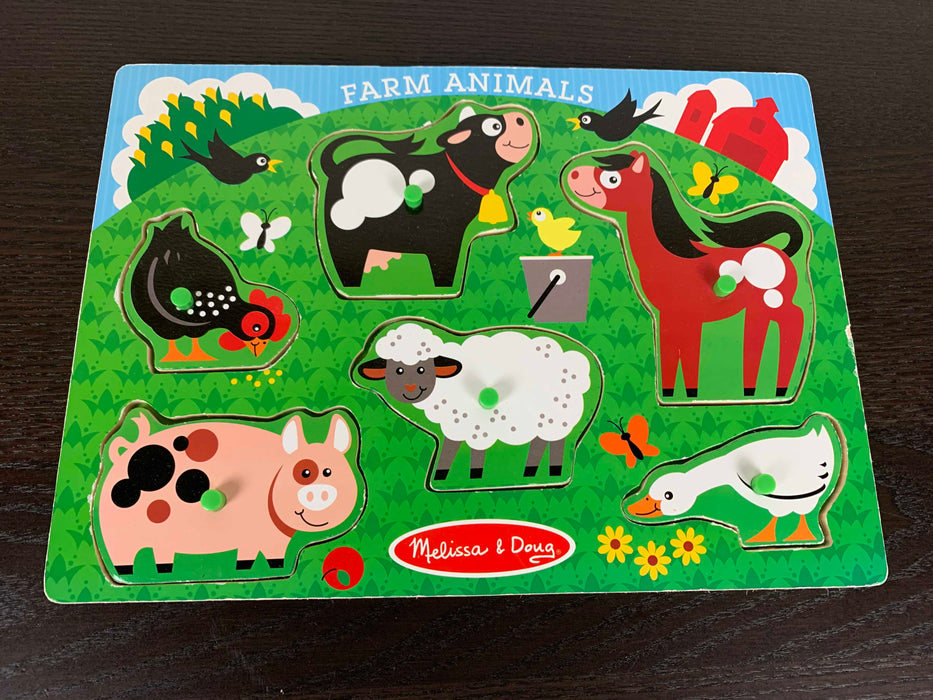 secondhand BUNDLE Melissa & Doug Wooden Puzzles, Farm animals safari animals neighborhood animals 