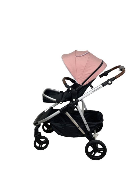 secondhand Mockingbird Single to Double Stroller, Windowpane, Bloom, Silver with Penny Leather, 2023