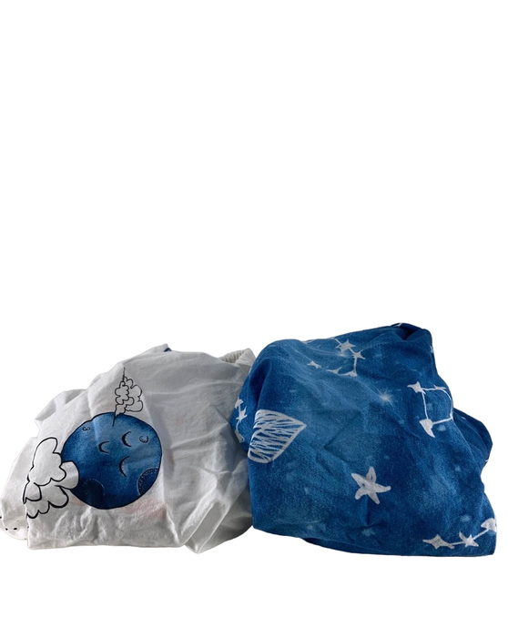 used JumpOff Jo 2 Pack Fitted Bassinet Sheets, Blue Galaxy Bears