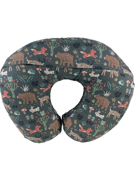 secondhand Boppy Nursing and Infant Support Pillow, Green Forest Animals