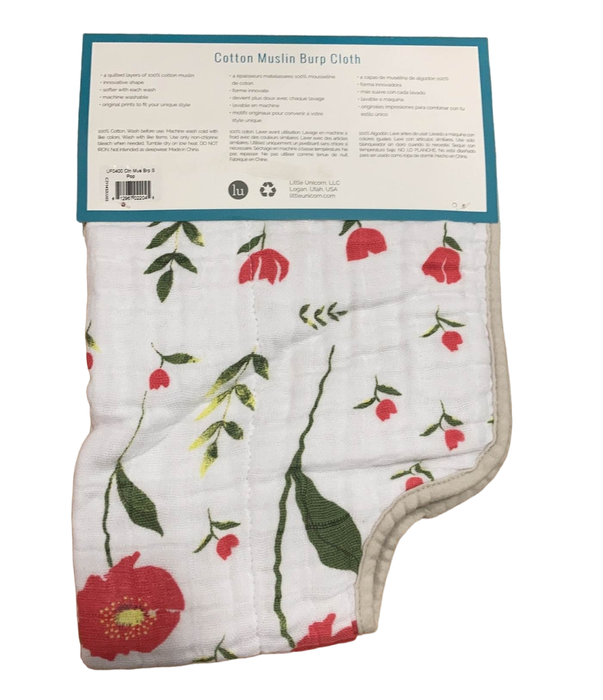 secondhand Little Unicorn Cotton Muslin Burp Cloth, Summer Poppy