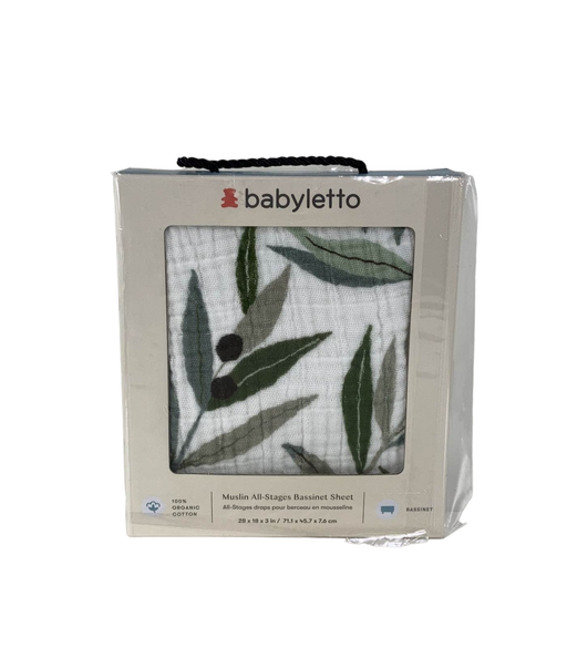 used Babyletto All-Stages Bassinet Sheet, Olive Branches