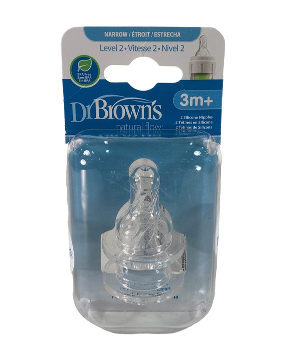 used Dr. Brown's Baby Bottle Nipples 2-Pack, Level 2 (3m+, Medium Flow)