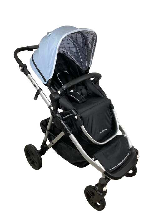 used Mockingbird Single to Double Stroller, 2023, Silver with Black Leather, Windowpane, Sky