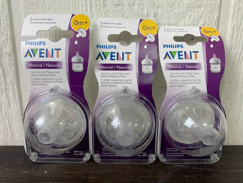 used BUNDLE Philips Avent Nipples, 2 pack Newborn Flow