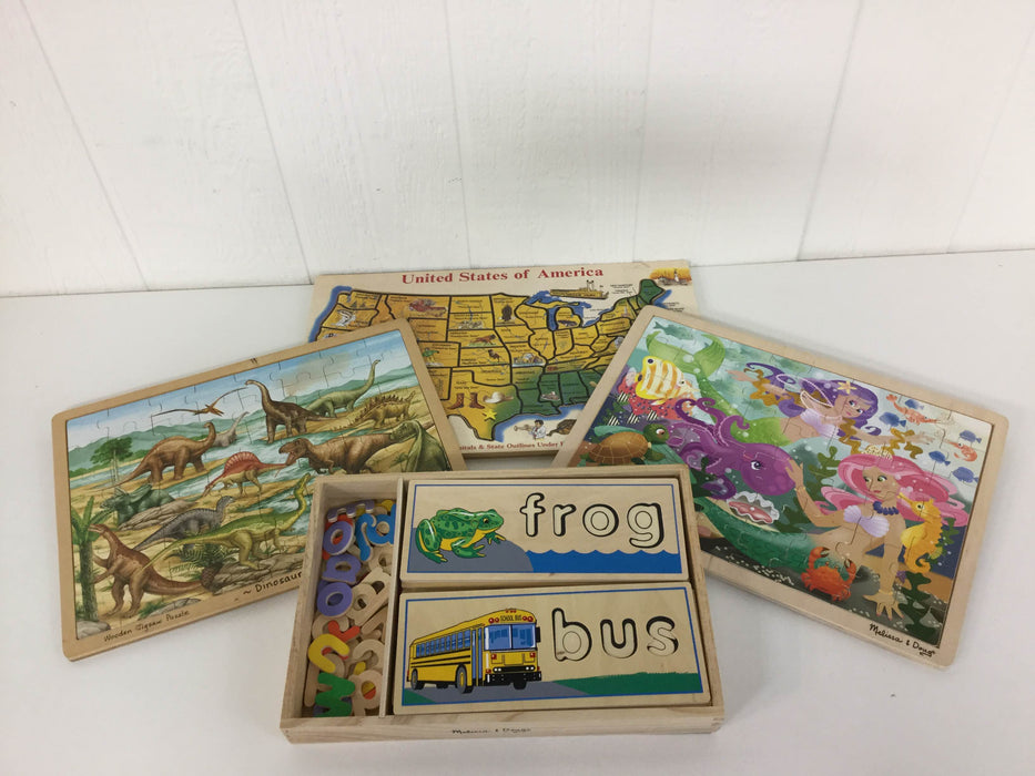 used BUNDLE Melissa & Doug Wooden Puzzles