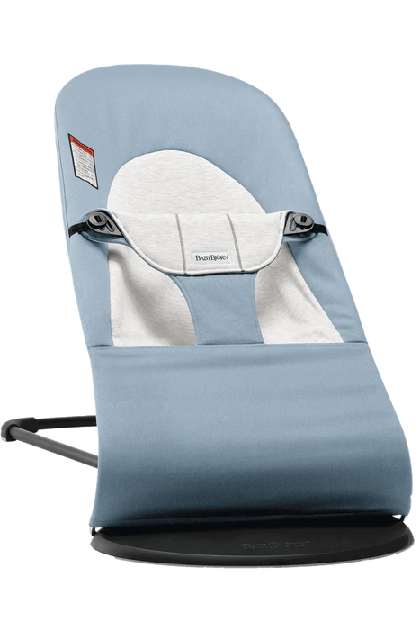 used BabyBjorn Bouncer Balance, Blue/Gray, Black Frame