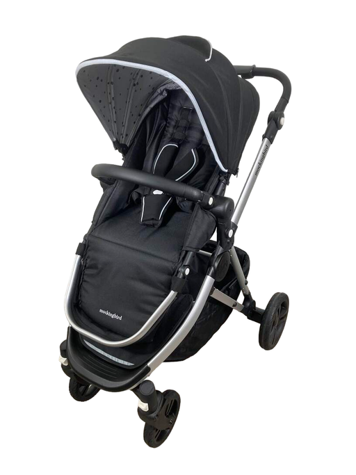 secondhand Mockingbird Single Stroller, 2023, Black, Watercolor Drops, Silver With Black Leather