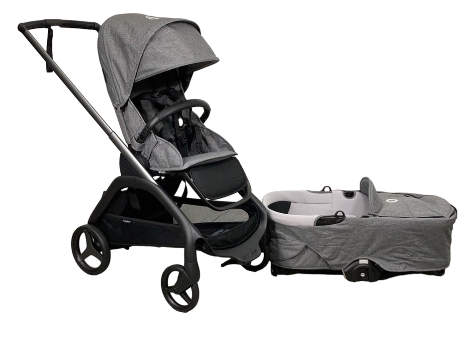 used Bugaboo Dragonfly Bassinet and Seat Stroller, Graphite, Grey Melange, Grey Melange, 2023