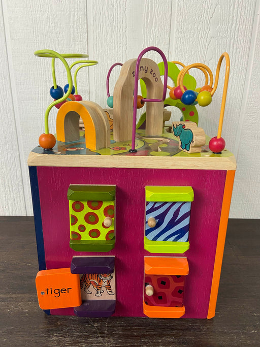 used B. Toys Zany Zoo Wooden Activity Cube