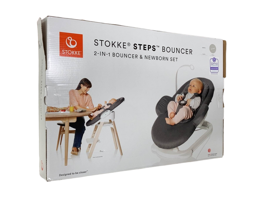 used Stokke Steps Bouncer, Soft Sage White Chassis