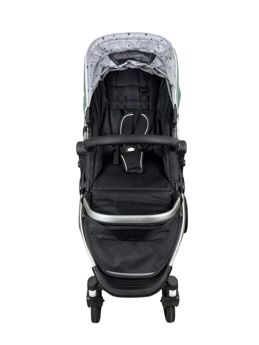 secondhand Mockingbird Single Stroller, 2022, Sage, Watercolor Drops, Silver With Black Leather