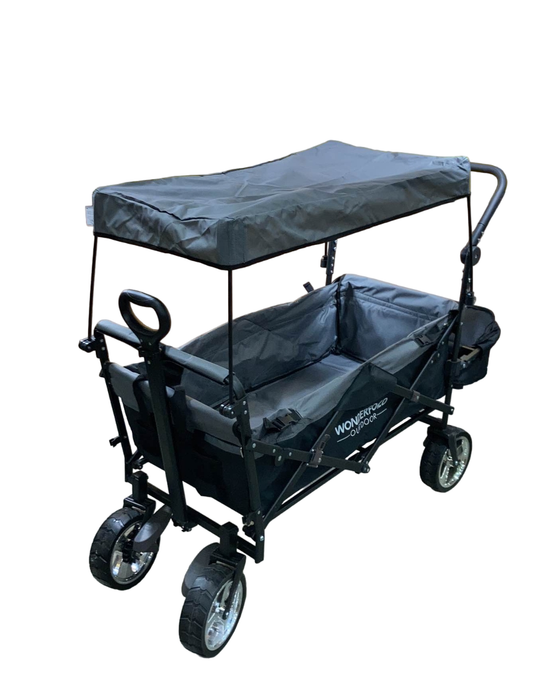 used Wonderfold S4 Push & Pull Premium Utility Folding Wagon with Canopy, Black, S Series