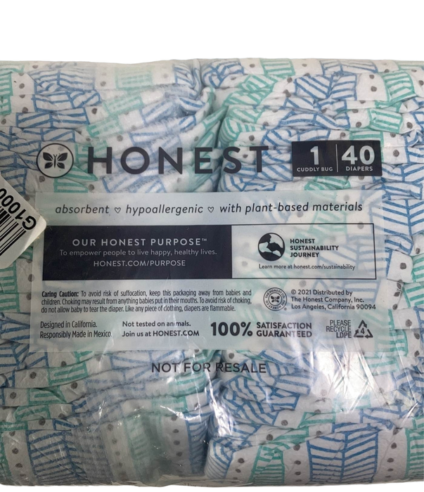 secondhand Honest Company Club Box Diapers, Size 1, 40 Count, Teal Tribal