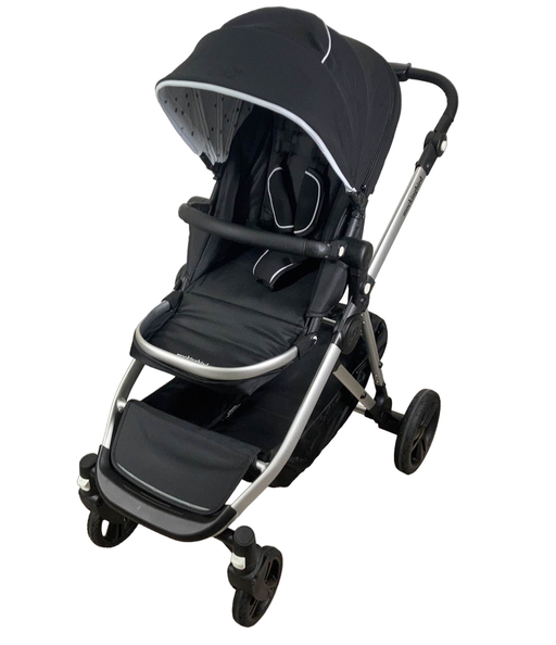 used Mockingbird Single to Double Stroller, Silver with Black Leather, Watercolor Drops, Black , 2022