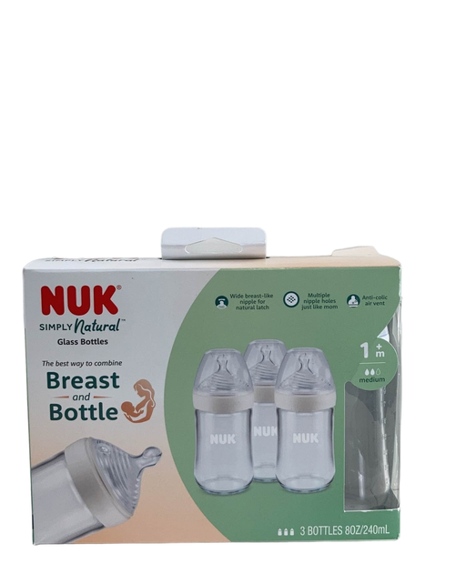 used NUK Simply Natural Glass Bottles, 8oz, 3 Pack