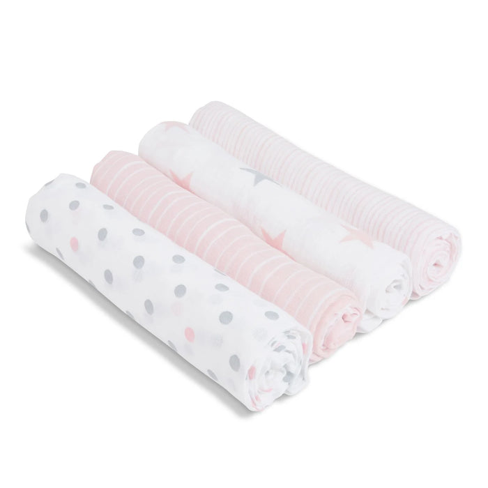 used Aden + Anais Essentials Cotton Muslin Swaddle, 4pk, Doll Star