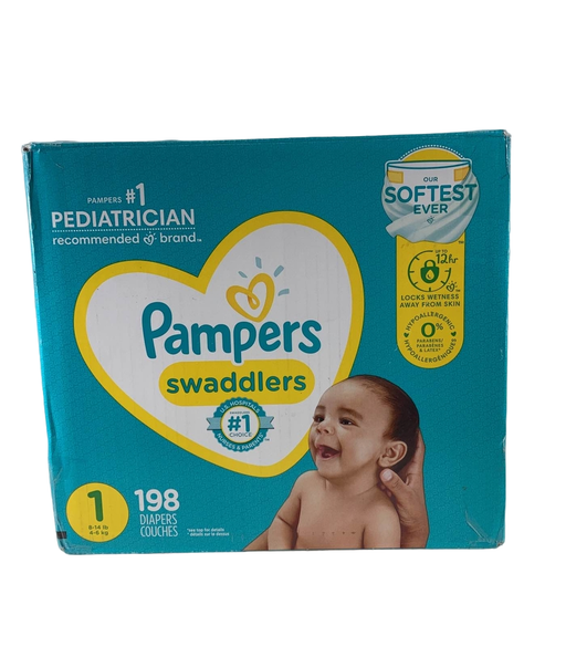 used Pampers Swaddlers Diapers, Size 1