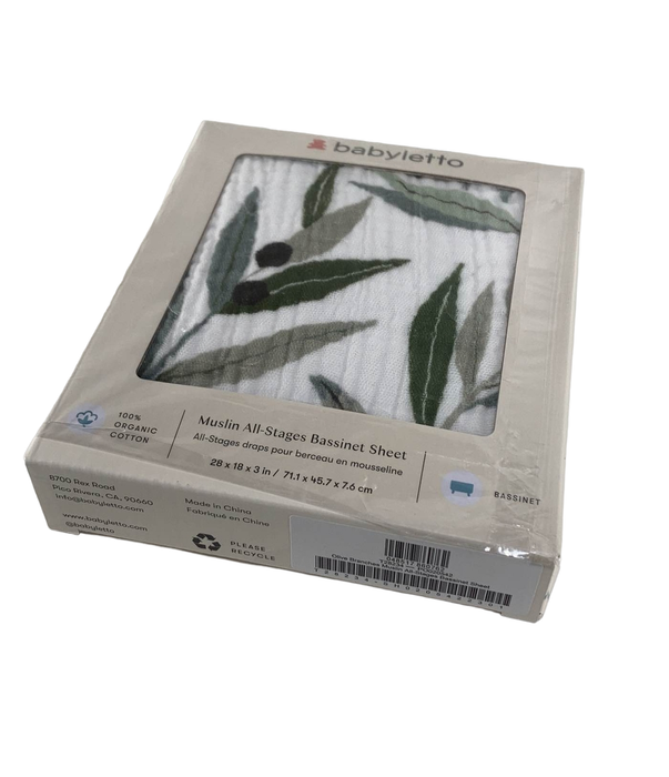 secondhand Babyletto All-Stages Bassinet Sheet, Olive Branches