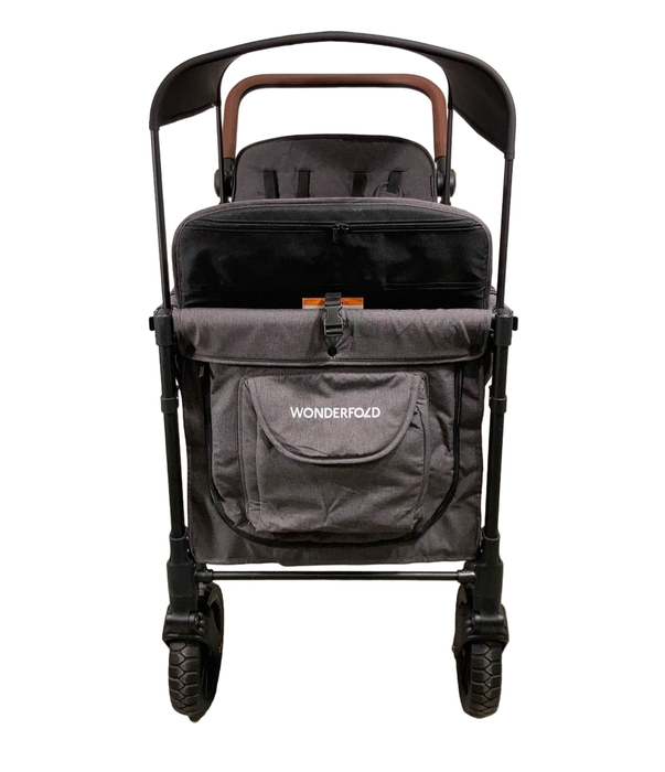 Wonderfold W4 Luxe Quad Stroller Wagon, Charcoal Grey with Black Frame, 2023