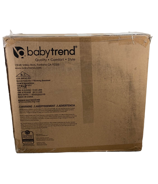 used Baby Trend Quick-Fold 2-in-1 Rocking Bassinet, Stone Grey