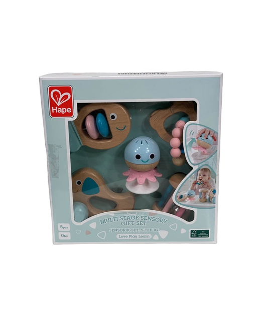 used Hape Wooden Multi-Stage Sensory 5pc Gift Set