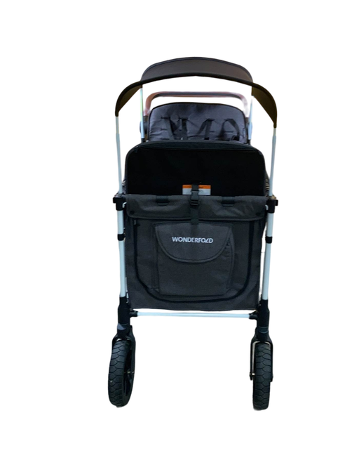 secondhand Wonderfold W4 Luxe Quad Stroller Wagon, Charcoal Grey with White Frame, 2023