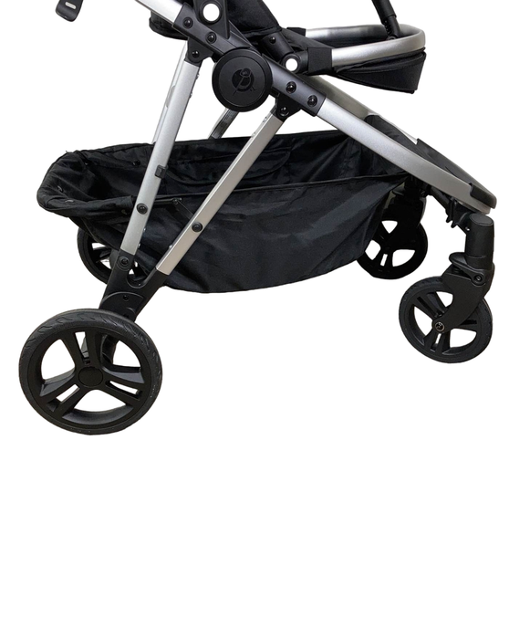 secondhand Mockingbird Single to Double Stroller, 2023, Silver with Black Leather, Watercolor Drops, Sage