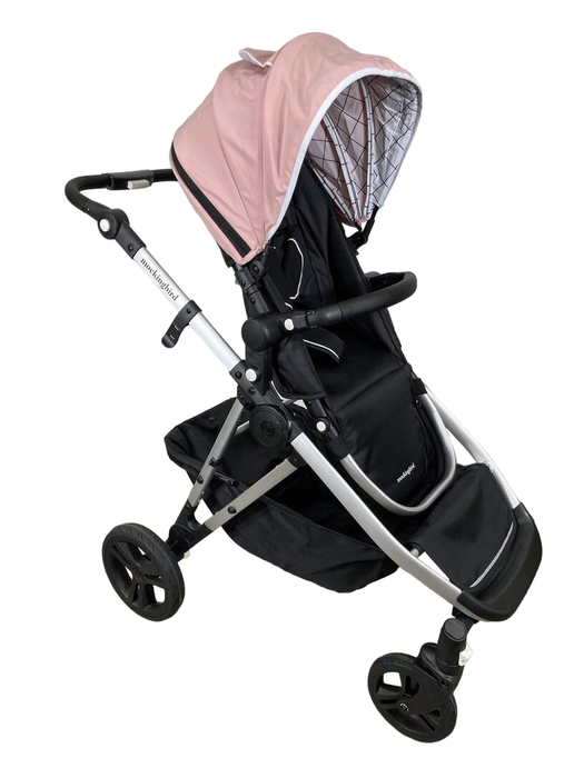 used Mockingbird Single to Double Stroller, 2023, Silver with Black Leather, Windowpane, Bloom