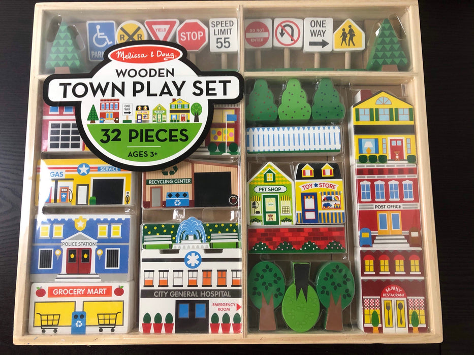 used Melissa & Doug Wooden Town Playset