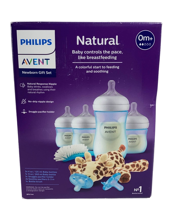 used Philips Avent Natural Bottle With Natural Response Nipple Newborn Gift Set, Blue