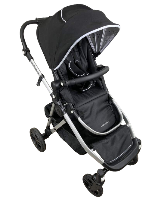 used Mockingbird Single to Double Stroller, 2022, Silver with Black Leather, Watercolor Drops, Black