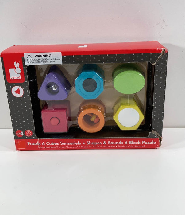 used Janod Shapes And Sounds 6-Block Puzzle