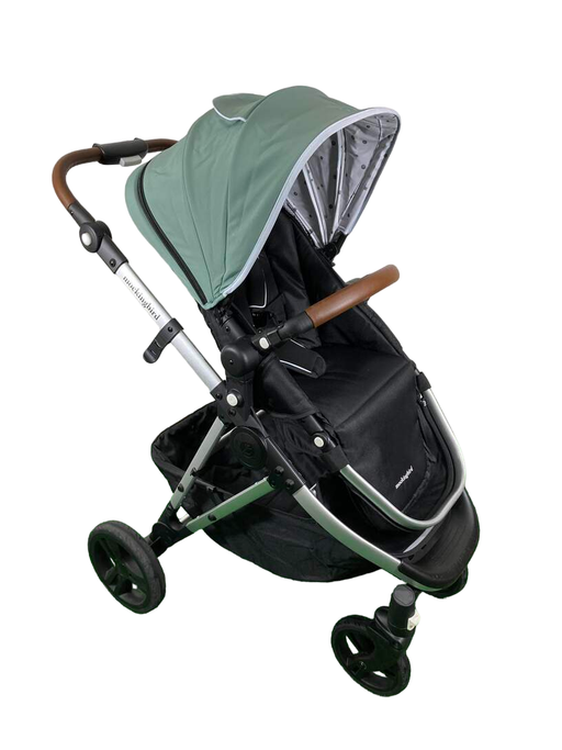 used Mockingbird Single Stroller, 2023, Sage, Watercolor Drops, Silver With Penny Leather