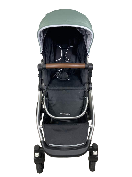 secondhand Mockingbird Single to Double Stroller, 2022, Silver with Penny Leather, Windowpane, Sage