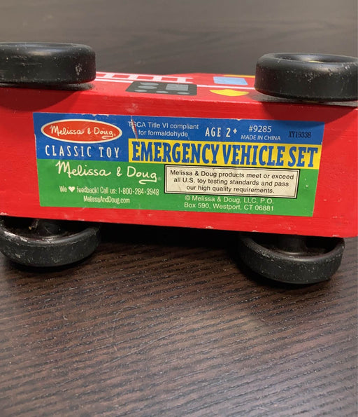 secondhand Melissa & Doug Emergency Vehicle Wooden Play Set