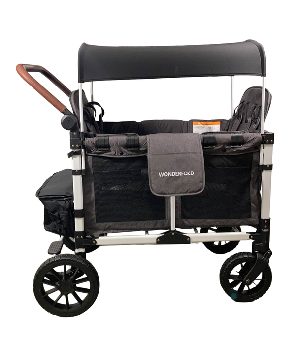 secondhand Wonderfold W4 Luxe Quad Stroller Wagon, 2023, Charcoal Grey with White Frame