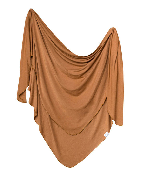 Copper Pearl Knit Swaddle Blanket, Camel