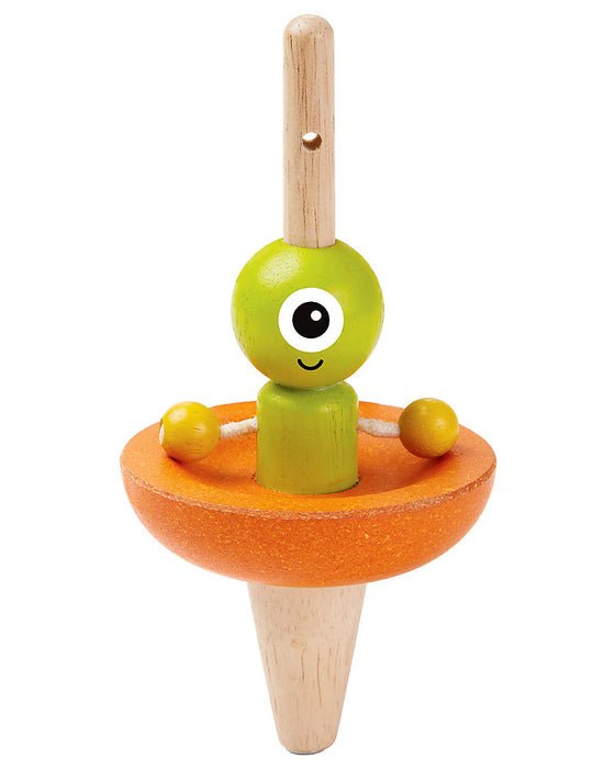 Plan Toys Wooden Alien In A Spaceship Spinning Top