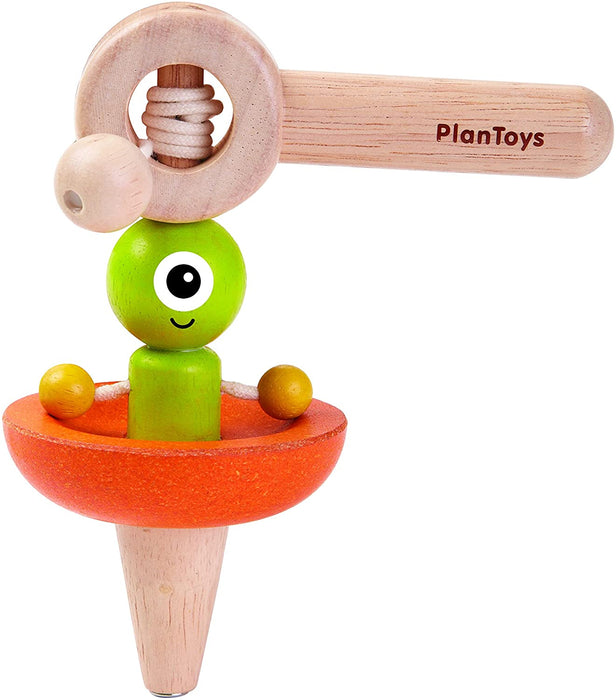 Plan Toys Wooden Alien In A Spaceship Spinning Top